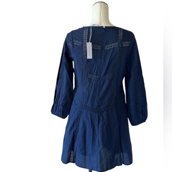 NWT OUTERKNOWN Navy Long Sleeve Elliott Organic Cotton Dress - Picture 3 of 7